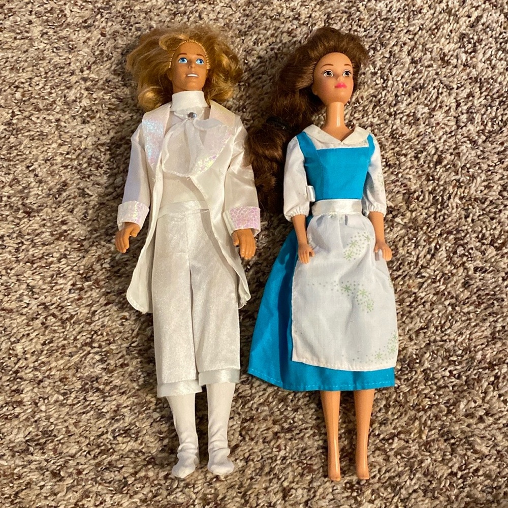 90’s Disney barbie dolls prince Adam and bell